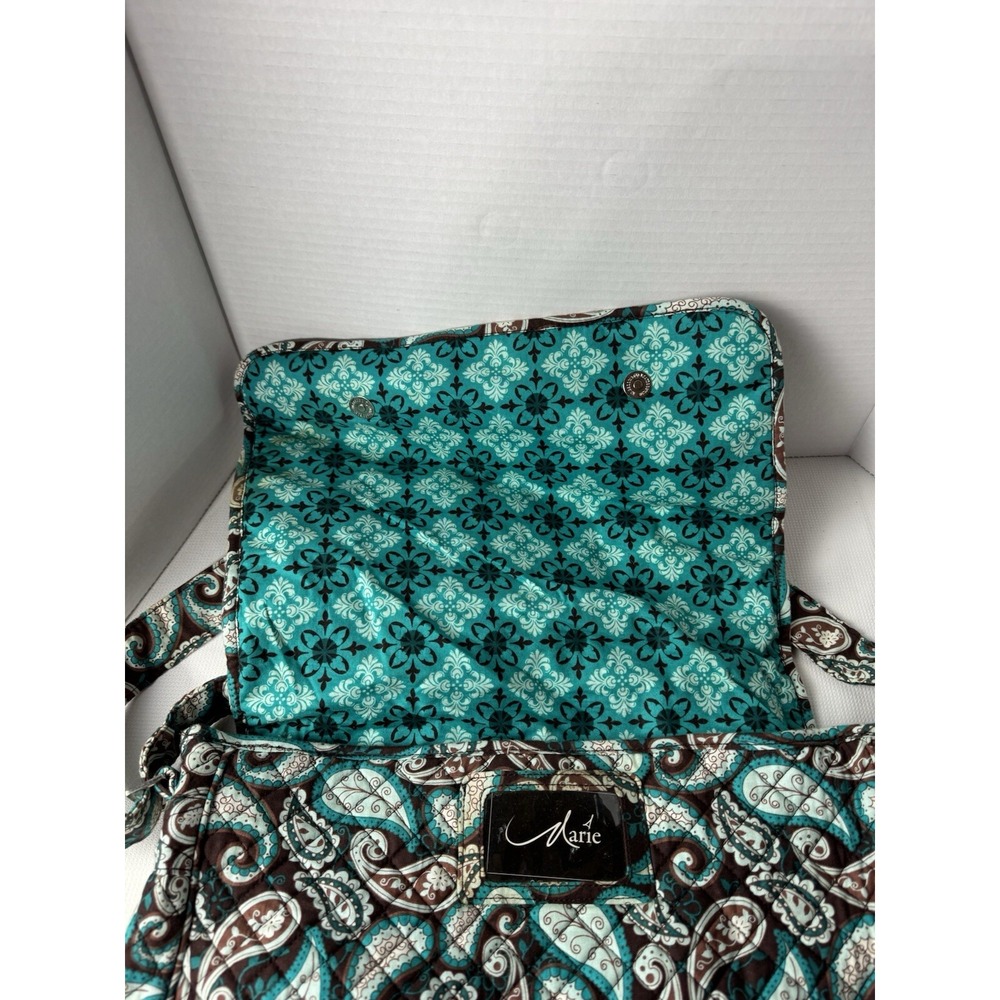 Marie By Giftcraft Paisley Shoulder Bag Turquoise Brown Quilted - Picture 13 of 16